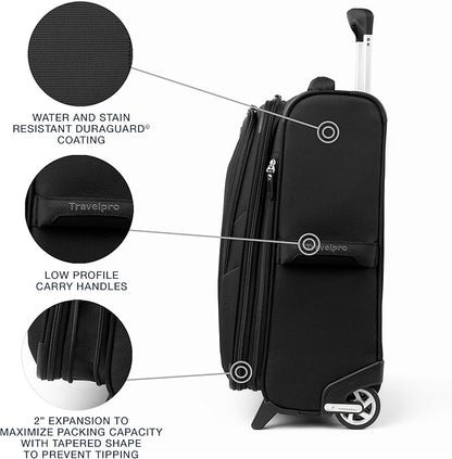 Travelpro Maxlite 5 Softside Expandable Upright 2 Wheel Carry-on Luggage, Lightweight, 20-Inch — Black