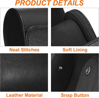 HARFINGTON Watch Roll Travel Case Single Slot Portable Leather Watch Case for Men and Women, Watches Storage Organizer with Removable Pillows for Traveling, Display, Home Storage, Black