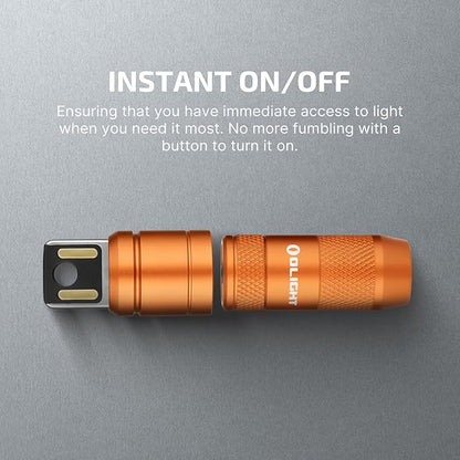 OLIGHT IMINI 2 EDC Rechargeable Keychain Flashlight, 50 Lumens Compact and Portable Mini LED Keyring Lights with Built-in Battery Ideal for Everyday Carry and Emergencies (Orange)