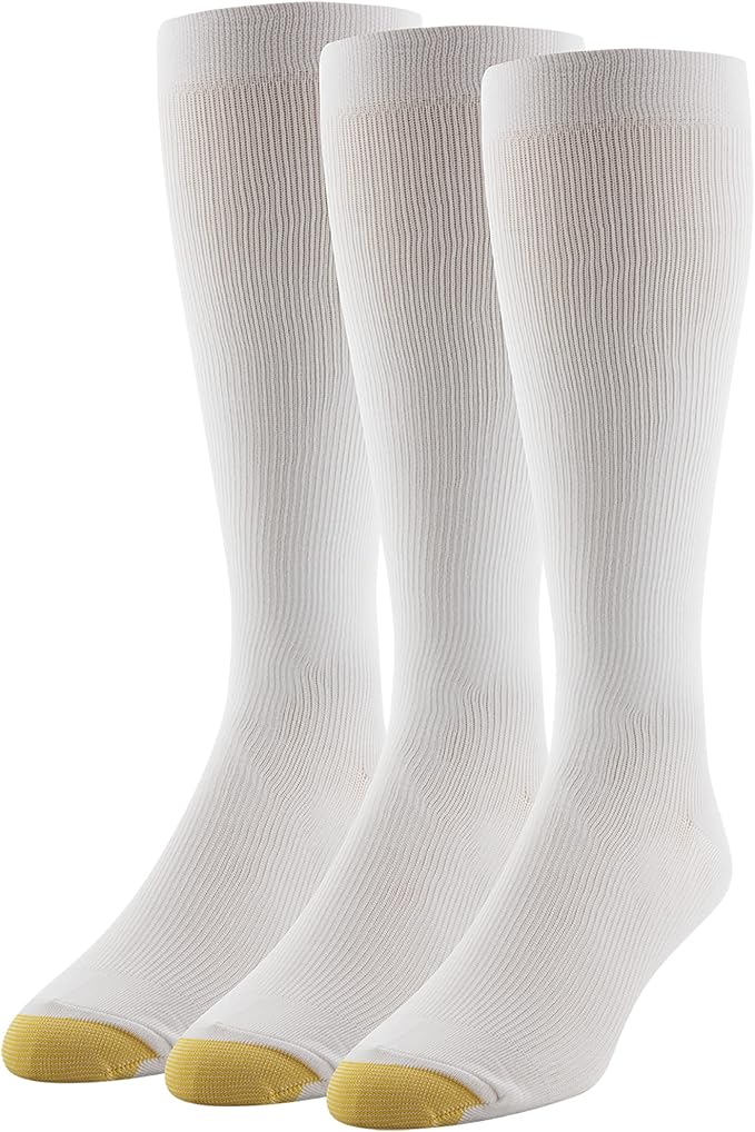 GOLDTOE Men's Mild Compression Over The Calf Socks, Multipairs