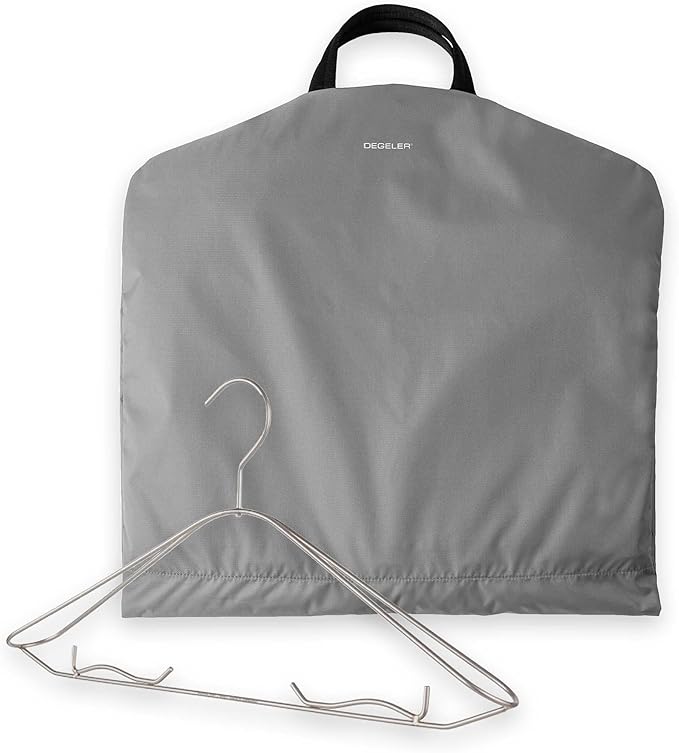 SkyHanger - Carry on Garment Bag with unique Titanium Suit Hanger for Men & Women - best-in-class functionality for wrinkle-free traveling - lightweight & water repellent nylon - Silver Grey