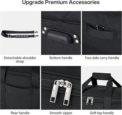 MILADA Expandable Luggage Bags for Travel Foldable Suitcase with Wheels Collapsible Rolling Travel Duffle Bag Lightweight Large Suitcases without Telescoping Handle, Black