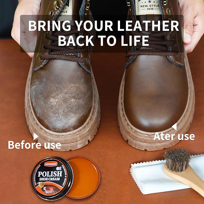 Black Brown Shoe Polish Kit Saddle Soap Mink Oil Leather Boot Shoe Shine Kit Conditioner Cream Wax Care Clearner Set