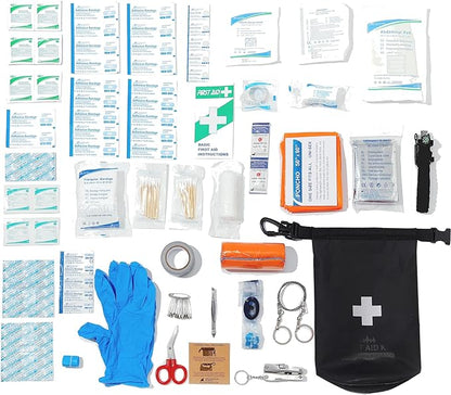 Breakwater Supply™ Waterproof First Aid Kit Dry Bag Bug Out Bag Preloaded with Emergency Survival Prepper Supplies for Boating, Camping, Fishing + Carabiner, Floating, Reflective, AFAK/IFAK Trauma Kit