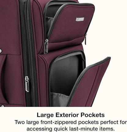 U.S. Traveler Anzio Softside Expandable Spinner Luggage, Burgundy, Carry-on 22-Inch