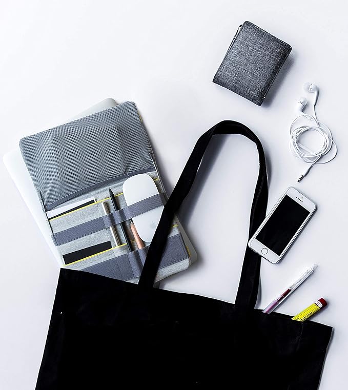 Beblau FOLD Portable TECH Organizer attachable to your Devices | Desk Sleeve | Gadget case | Working from Home Essentials | Laptop accessories | Backpack Insert | Portfolio |