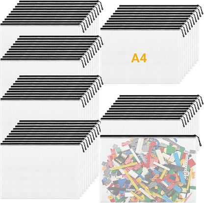 Mesh Zipper Pouch Bags, A4 Letter Size, 60 Pack Waterproof Document Mesh Bags, Zipper Bags for Organizing Office School Supplies, Toys, Cosmetics Travel Storage(Black 13.5×9.5 Inch)
