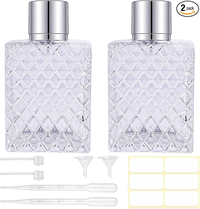 100ml/3.4oz Glass Perfume Atomizer Bottles, 2pcs Refillable Empty Perfume Bottle Atomizer, Portable Cologne Travel Perfume Atomizer