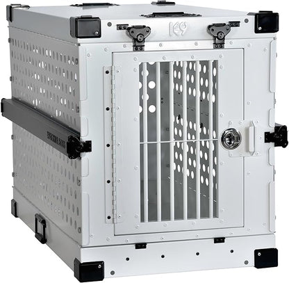 Heavy Duty Fully Collapsible Powder-Coated Aluminum Dog Crate - Medium-Long (White)