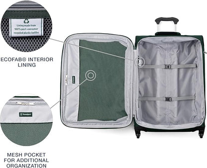 Travelpro Maxlite 5 Softside Expandable Luggage with 4 Spinner Wheels, Lightweight Suitcase, Men and Women, Forest Green, 3-Piece Set (21/25/29)