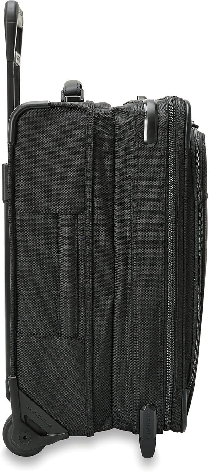 Briggs & Riley Global 2-Wheel Expandable Carry On - Luggage for International Travel, Suitcases with Wheels, Softside Rolling Bag for Men & Women, Self-Repairing Zipper - Baseline Collection, Black