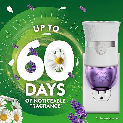 Air Wick Plug in Scented Oil Starter Kit, 2 Warmers + 6 Refills, Lavender & Chamomile, Eco Friendly, Essential Oils, Air Freshener