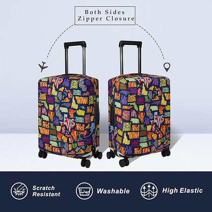 Explore Land Travel Luggage Cover Suitcase Protector Fits 31-32 Inch Case (America Map, XL)