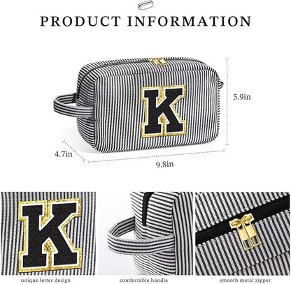 YOOLIFE Initial Makeup Bag - Personalized Cute Cosmetic Bags, Girls Makeup Toiletry Bag Pouch, Makeup Case for Women Her Friend Female Sister Teacher, Birthday Gifts for Women R