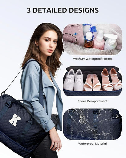 Birthday Gifts for 6-13 Year Old Girls - Personalized Duffle Travel Bags, Monogram Overnight Bags with Makeup Bag Gifts for Family (Letter Z)
