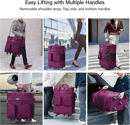 Hanke Expandable Large Suitcase 4 Wheels Lightweight Collapsible,Foldable Suitcases &Travel Bags Hand Luggage Extend 20/24/28 inch Suitcases Duffel Bag Without Telescopic Handle for Men & Women