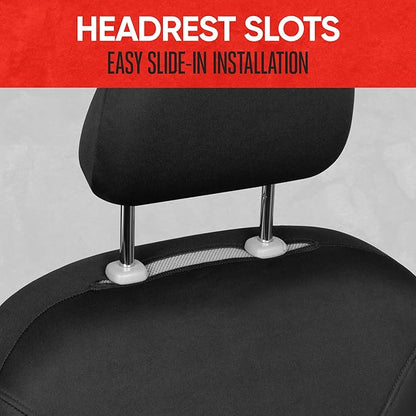 Motor Trend (2) Car Seat Covers for Front Seats with (2) Trimmable Car Floor Mats – Universal Fit Auto Accessories for Cars, Trucks, SUVs, Vans – Interior Protection and Vehicle Interior Shield Combo