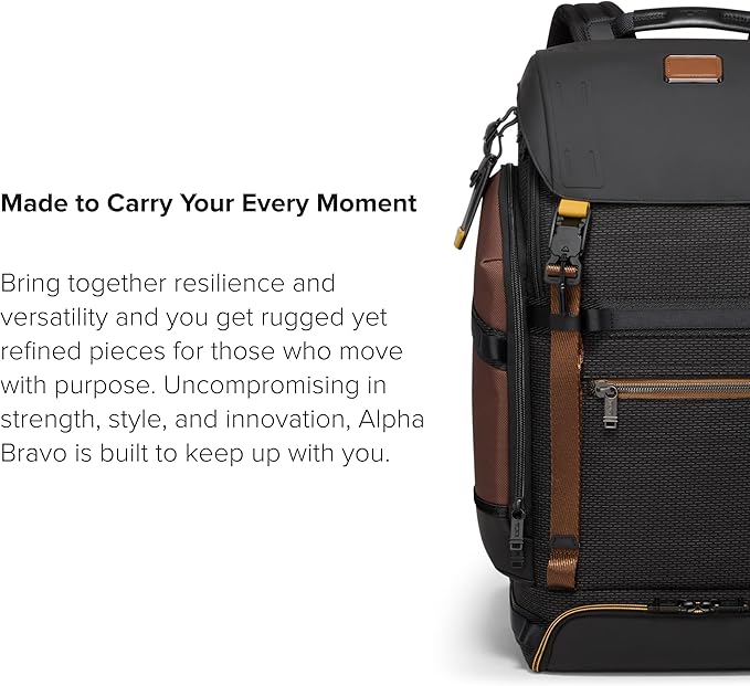 TUMI - Alpha Bravo Expedition Flap Backpack - Large Carry On Backpack - 21.0" X 12.5" X 7.5" - Fits up to 17" Laptop - Black Onyx