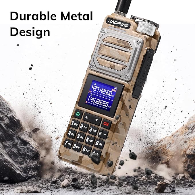 BAOFENG UV-25 10W Dual Band Ham Handheld Radio, Tri-Power, UHF VHF FM Airband NOAA Receiver with 5200mAh Battery USB-C Port, 999CH, Tactical Two Way Radio for Adults, Chirp Compatible, Coyote Brown