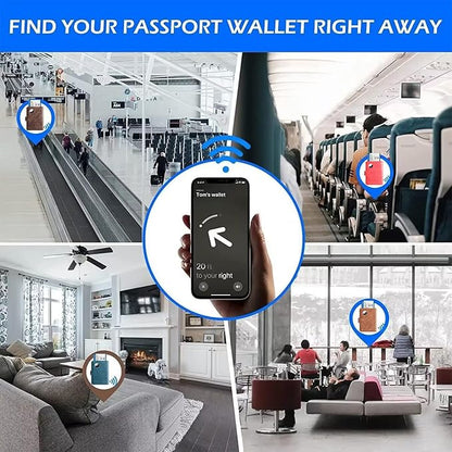 Airtag Passport Holder Cover Wallet Travel Essentials Leather Rfid Blocking Case Vacation Luggage Must Haves Travel Accessories for Men Women (117#Brown)