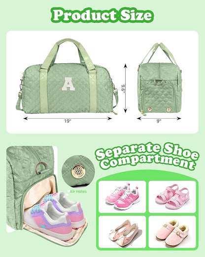 Monogram Duffle Bag Women Girls Gift: Initial Overnight bags, Dance Cheer bag Sports for Girl, Kid Gymnastics Bags, Birthday Gifts for Women Girls Kids Teens Mom Teacher