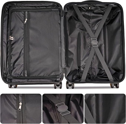 PRIMICIA GinzaTravel Luggage Sets 3-Piece Expandable Suitcases with Wheels PC+ABS Durable Hardside Luggage sets TSA lock (3-Piece Set(20"/25"/29"), Dark Gray)