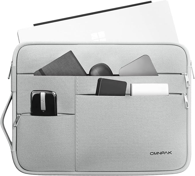 Omnpak Surface Pro 11 Case,13 inch Laptop Sleeve for Surface Pro 12/11/10/9/8/X/7/6/5/4/3 with Multi-Pocket and Side Handle Strap,Water-Resistant Laptop Carrying Bag