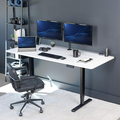 VIVO Electric Dry Erase 71 x 30 in Dual Motor Sit Stand Desk, Memory Height Adjustment, 2B Series, Whiteboard Top Black Frame, DESK-KIT-2B7WE