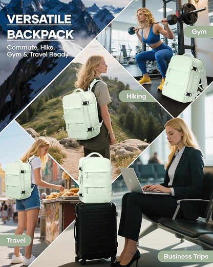 wepadre Vacuum Travel Backpack with Pump Travel Backpack with Vacuum System Easy Vac Pack Backpacks Vacpack Compression Backpacks Mochila de Viaje Compresion al Vacio Mint Green