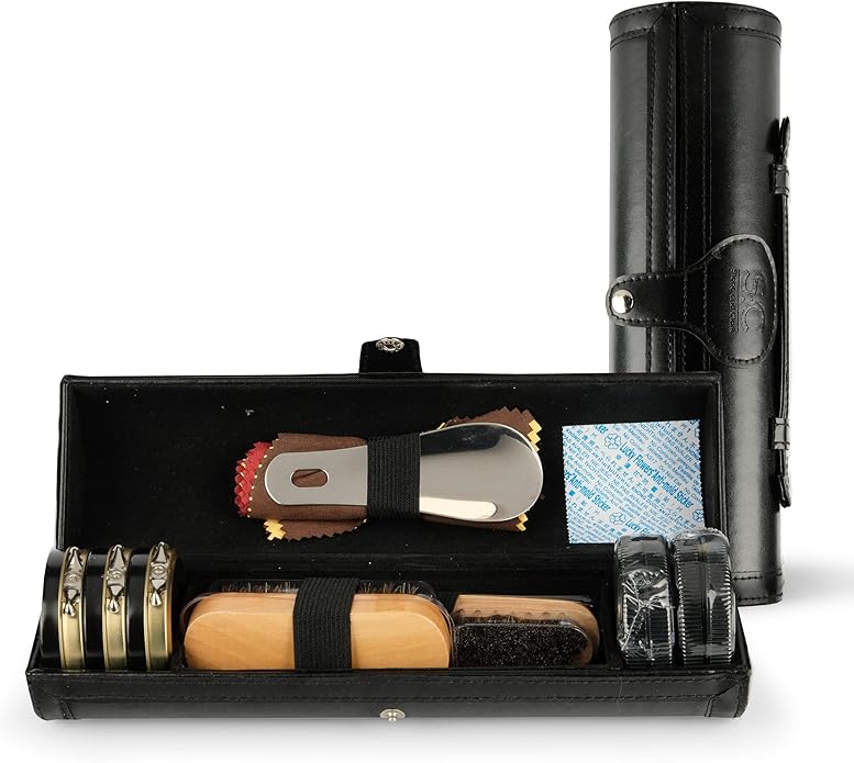 Stone and Clark Leather Shoe Shine Kit - 13 PCS Shoe Polish Kit for Complete Leather Boot Care, Compact & Travel Friendly
