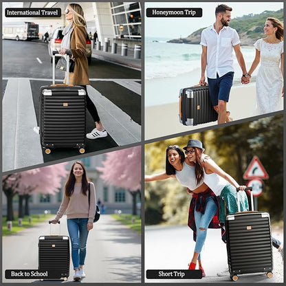 Joyway Carry On Luggage, 20 IN Suitcase Hardside Checked with TSA Lock (Black, 20'')