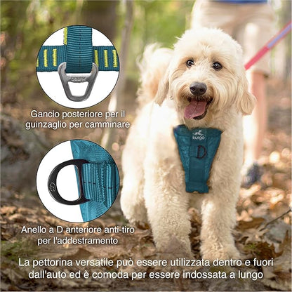 Kurgo Enhanced Strength Tru-Fit Dog Car Harness - Pet Travel Safety Harness - Crash Test Certified Fit - Five Point Adjustment - Secure Buckle - Padded Chest - Ink Blue - Large