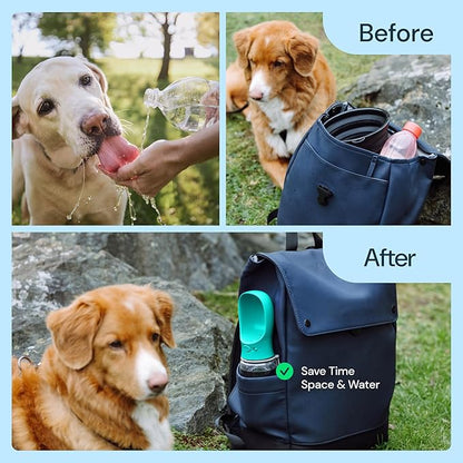 MalsiPree Portable Dog Water Bottle - 19 Oz, Blue - Leak-Proof Water Bowl Dispenser with Lock for Hiking, Travel & On-The-Go