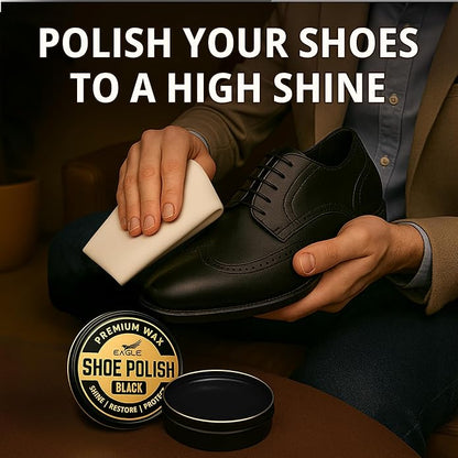 Eagle Shoe Shine Kit – 5-Piece Leather Shoe Polish & Cream Set with Brush & Cloths