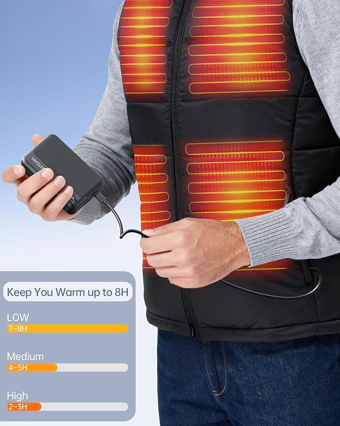 2-Pack 5V 2A Heated Vest Battery Pack Ultra-Compact Small 10000mAh Power Bank for Burngogo/Rrtizan/Soleilwear/Yolikeb Tidewe/Kovnlo Electric Heating Jacket/Stadium Seat Cushion/Coat/Blanket