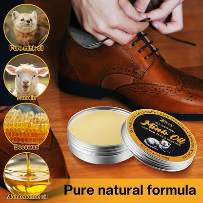 8 Pcs Mink Oil for Leather Shoes Boots 3.5 oz Leather Conditioner and Cleaner with Travel Bag Soften for Boots and Shoes Care(Style B)