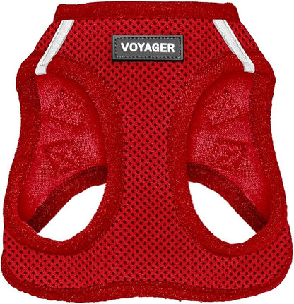 Best Pet Supplies Voyager Step-in Air Harness - All Weather Mesh, Reflective, No Pull Harness for Dogs, Cats - Secure with Hook & Loop Fastener, Buckle, Double D-Rings - Red, XXS