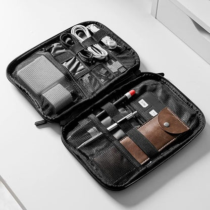 BAGSMART Large Electronics Travel Organizer Case, Tech Accessories Cord Storage Bag for Phone, Power Bank, SD Card, Cables, Black