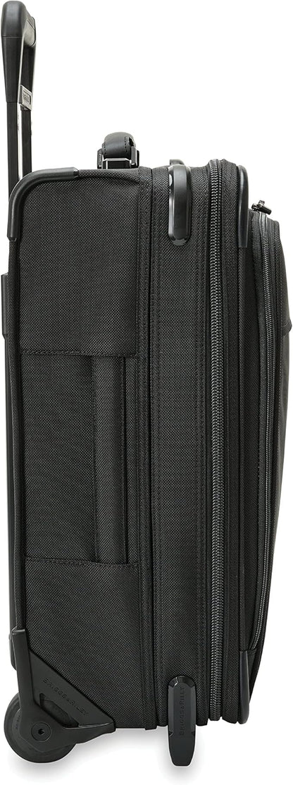 Briggs & Riley Global 2-Wheel Expandable Carry On - Luggage for International Travel, Suitcases with Wheels, Softside Rolling Bag for Men & Women, Self-Repairing Zipper - Baseline Collection, Black
