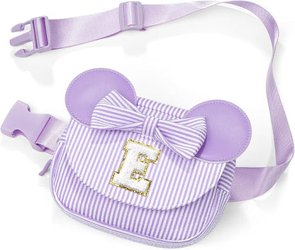Birthday Gifts for 4 5 6 7 8 9 10 11 Year Old Girls Easter Gift for Girls Kids Daughter Personalized Initial Fanny Pack Belt Bag | Toddler Purse Gifts for Girl Purple E