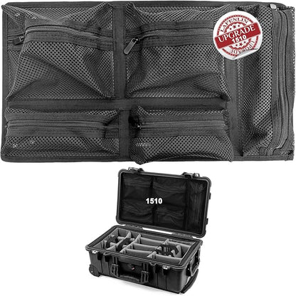 UPGRADED LAFENLIN Lid Organizer for Pelican 1510 Case, 5 Mesh Pockets Storage Organizer, Fits Camera Cases, Diving Dry Boxes, Hard Cases & Toolboxes, Includes Screws & Velcro, Durable, Thickening Mesh