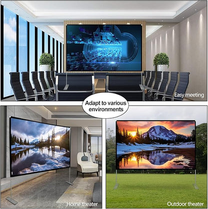 SKERELL Outdoor Projector Screen with Stand 100 Inch: Portable Projection Screen for Outside Theater Home Backyard Movies