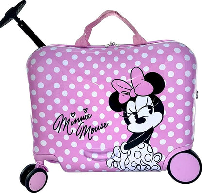 Fast Forward Ride-On 18" Suitcase For Kids/Tow-Along Toddler Carry-On Luggage With Wheels (Minnie Mouse)
