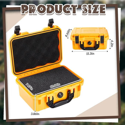 1 Pcs 11.3 x 8.7 x 4.2 Inch Waterproof Hard Case with DIY Customizable Foam Insert Portable Protective Case with Knife for Camera Drones Equipments Tools Test Instruments (Yellow)