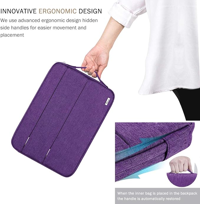 Voova 15.6 16 Inch Laptop Sleeve Case Compatible with MacBook Pro 16 M1/M2/M3/M4 Max 2019-2025, 15.6-16” Hp Lenovo Acer Asus, Waterproof Slim Computer Bag Cover with Handle, Purple