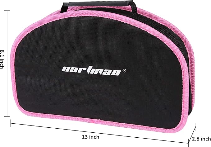 CARTMAN 52-Piece Tool Set Hand Tool Set with Easy Carrying Round Pouch - Perfect for DIY Pink
