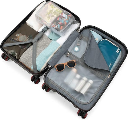 Traveler's Choice Maxporter II 22" Hardside Polycarbonate Spinner Carry-On Luggage, USB Port, TSA Lock, Dark Green