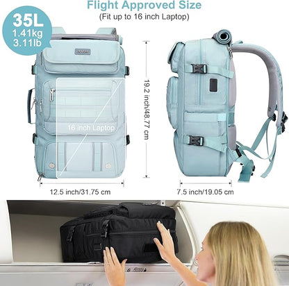 PIJUSHI Travel Backpack for Women Carry on Duffle Bag Backpack For Airplanes Luggage Rucksack with Shoe Compartment(PE048 Blue)