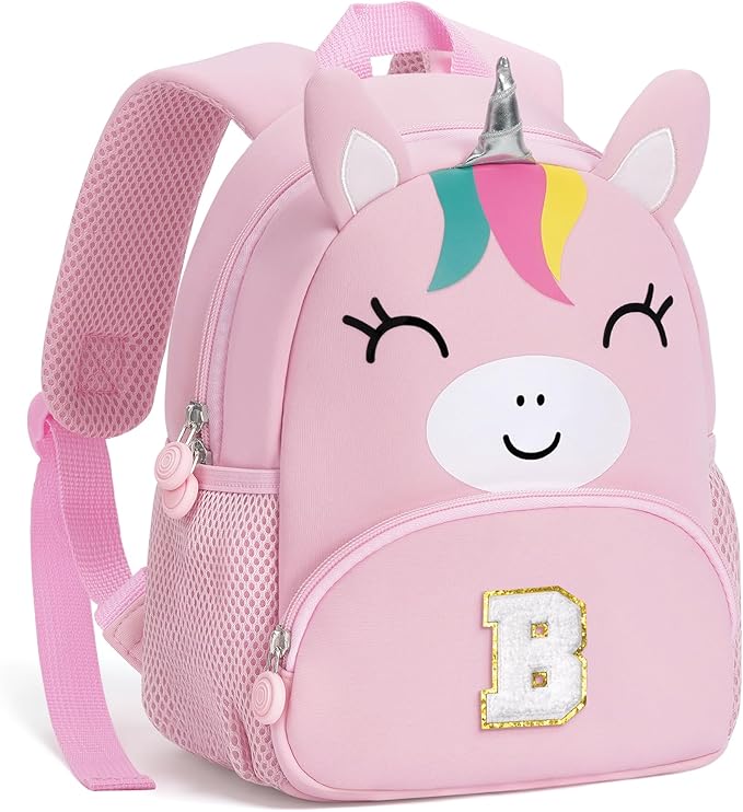 YOOLIFE Personalized Gifts for Toddler Kids - Personalized Initial Backpack for Toddler, Pink School Backpack for Granddaughter Daughter | 2 3 4 Year Old Birthday Gift Pink B
