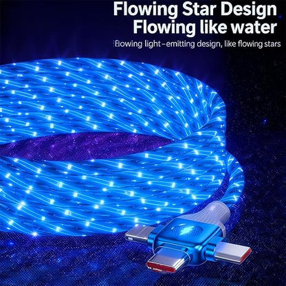 USB Cable PD Fast Charger Lighted Up(USB 6IN1 Starry Blue) Mobile Phone Data Cable,Fast Charging Cable,TPE Material,Compatible with Almost All Devices.